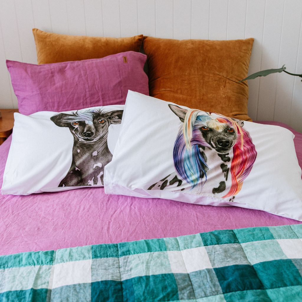 Tofu the Chinese Crested Dog Pillowcase