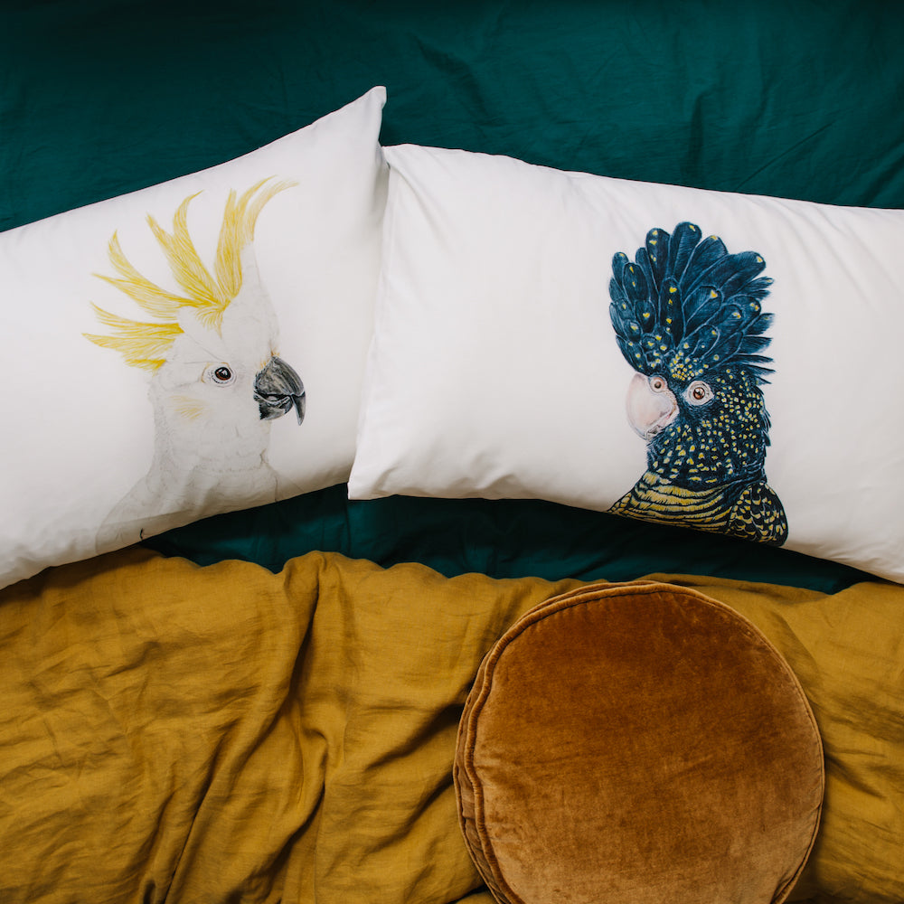 Lily the Red-Tailed Black Cockatoo Pillowcase - For Me By Dee