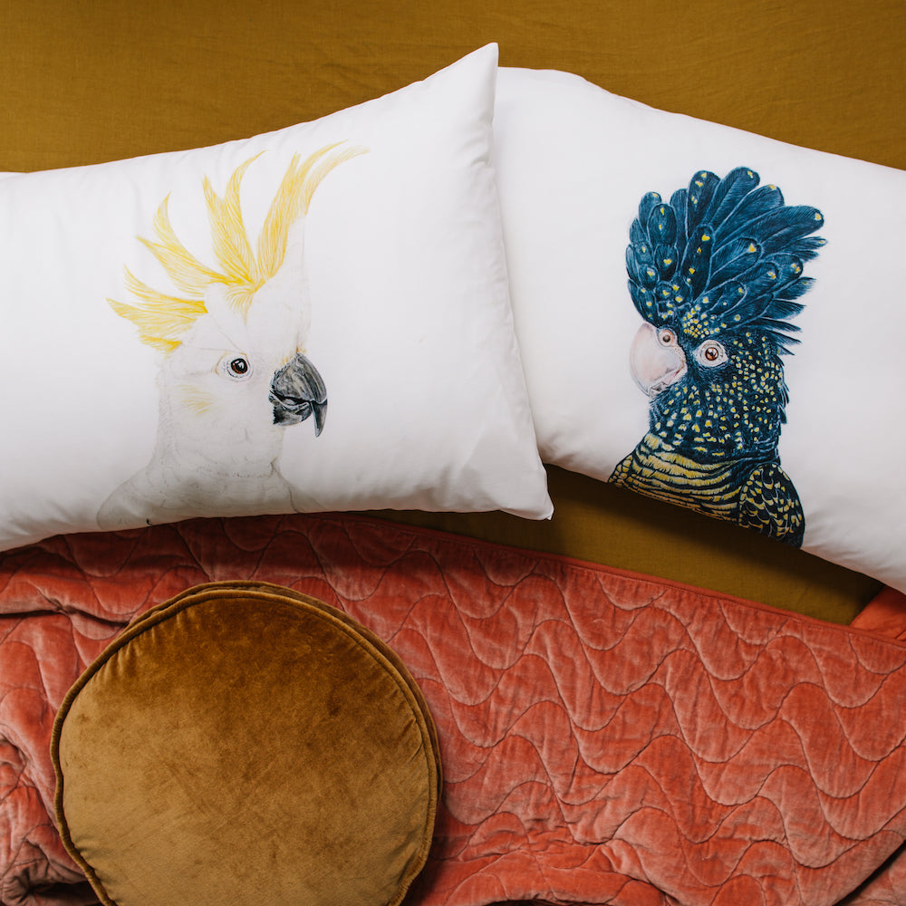 Lily the Red-Tailed Black Cockatoo Pillowcase - For Me By Dee