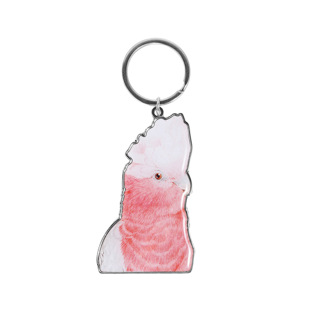 galah australian bird watercolour artwork enamel keychain