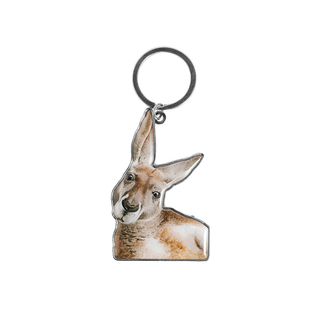 kangaroo australian animal watercolour artwork enamel keychain