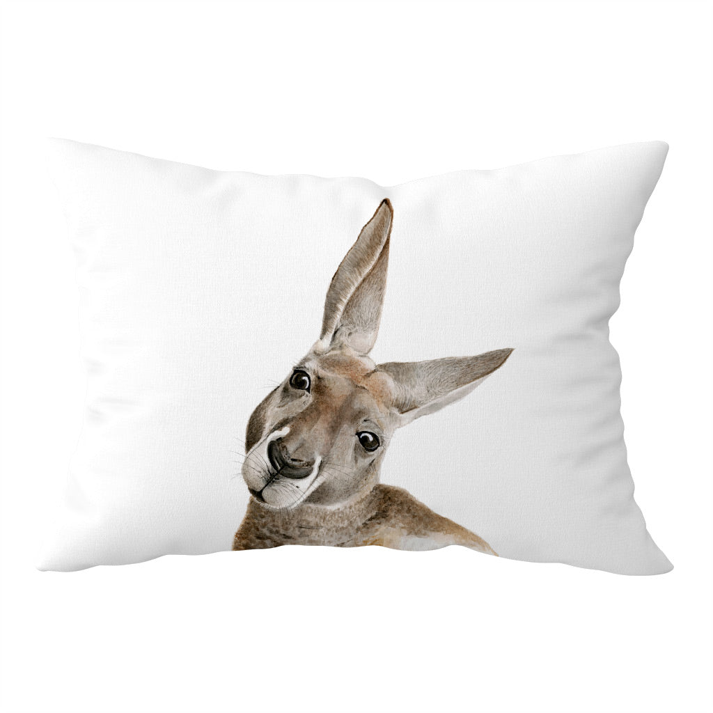 white cotton pillowcase with kangaroo watercolour artwork