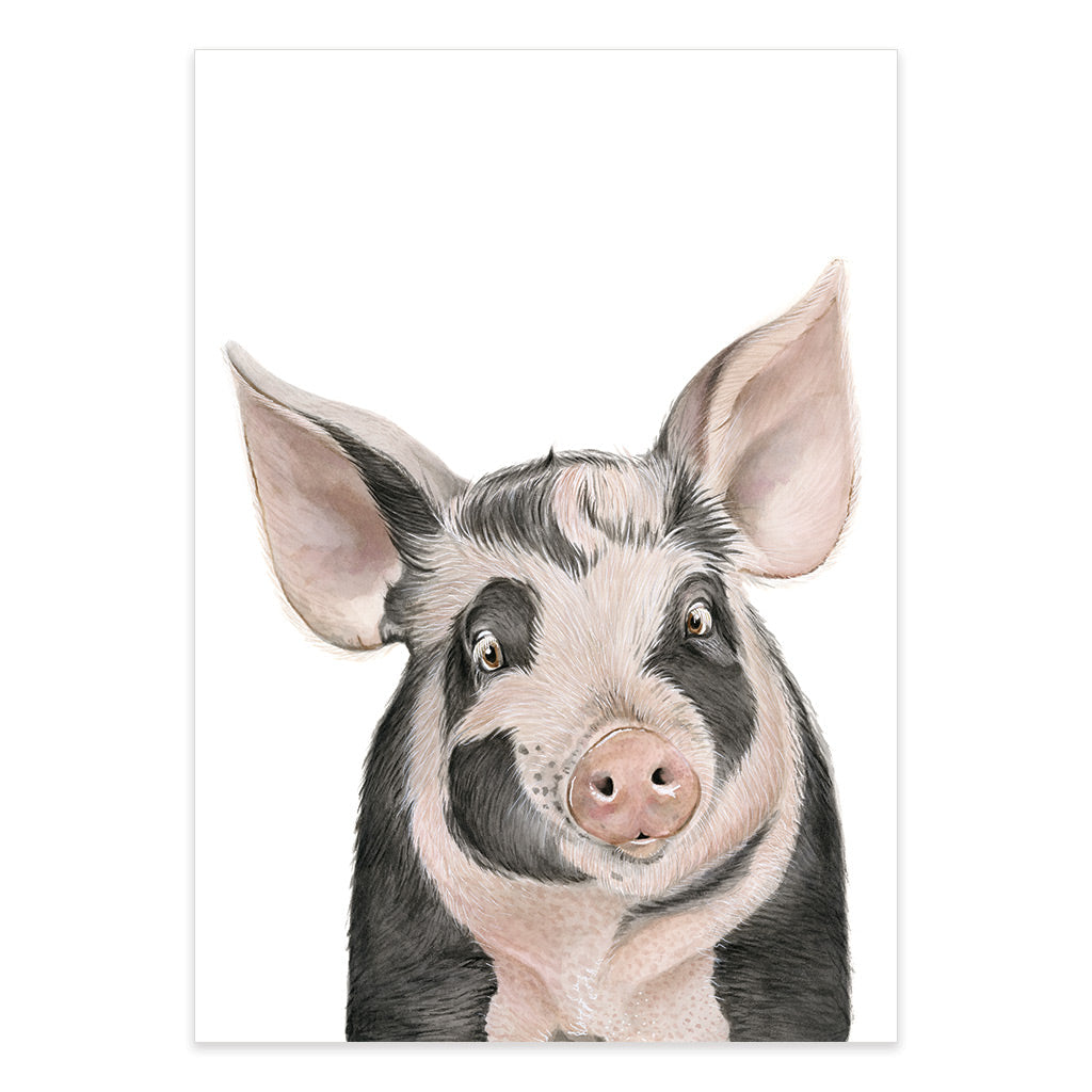 pig farm animal watercolour artwork print