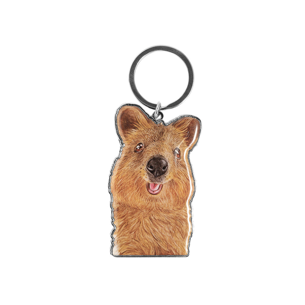 quokka australian animal watercolour artwork enamel keychain