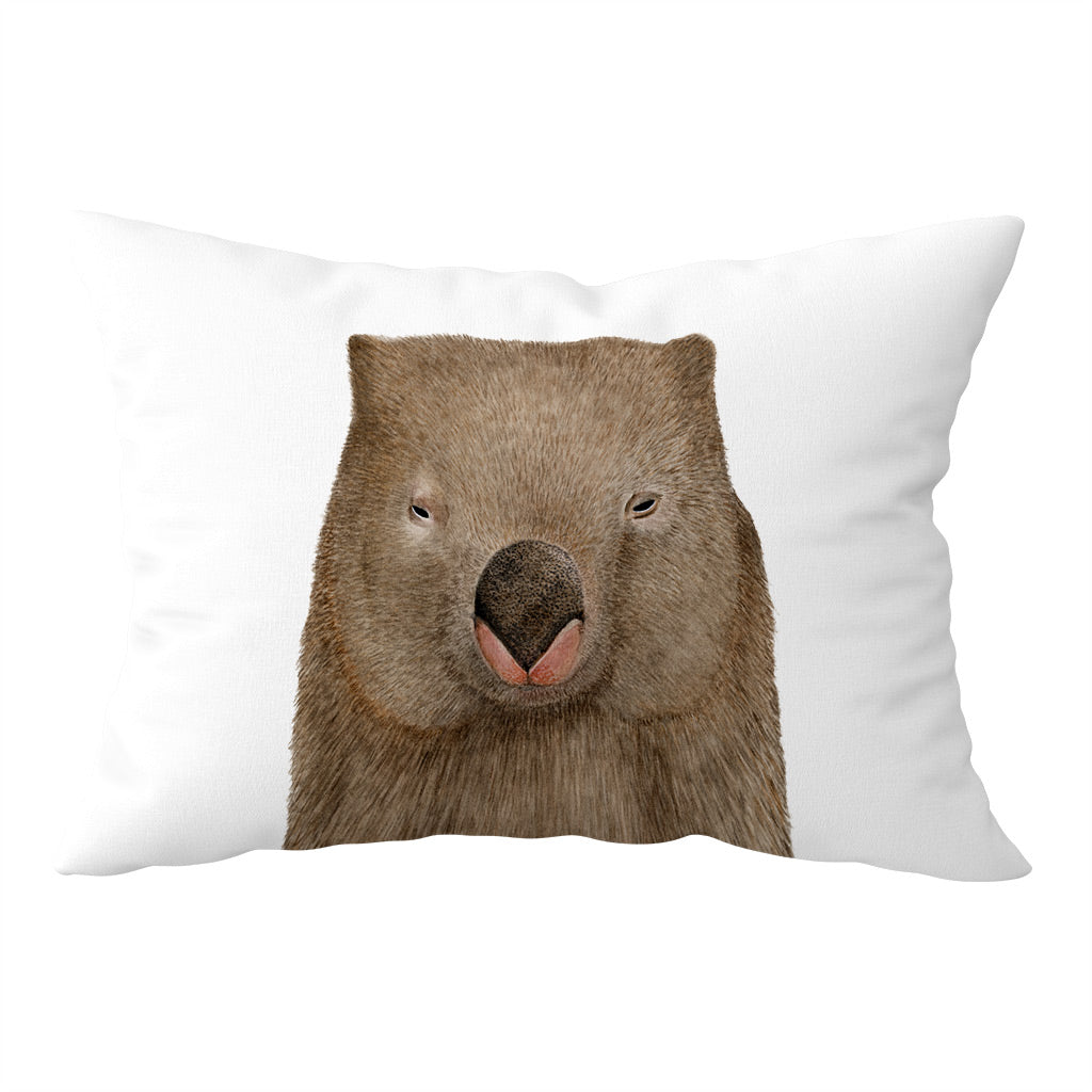 white cotton pillowcase with wombat watercolour artwork