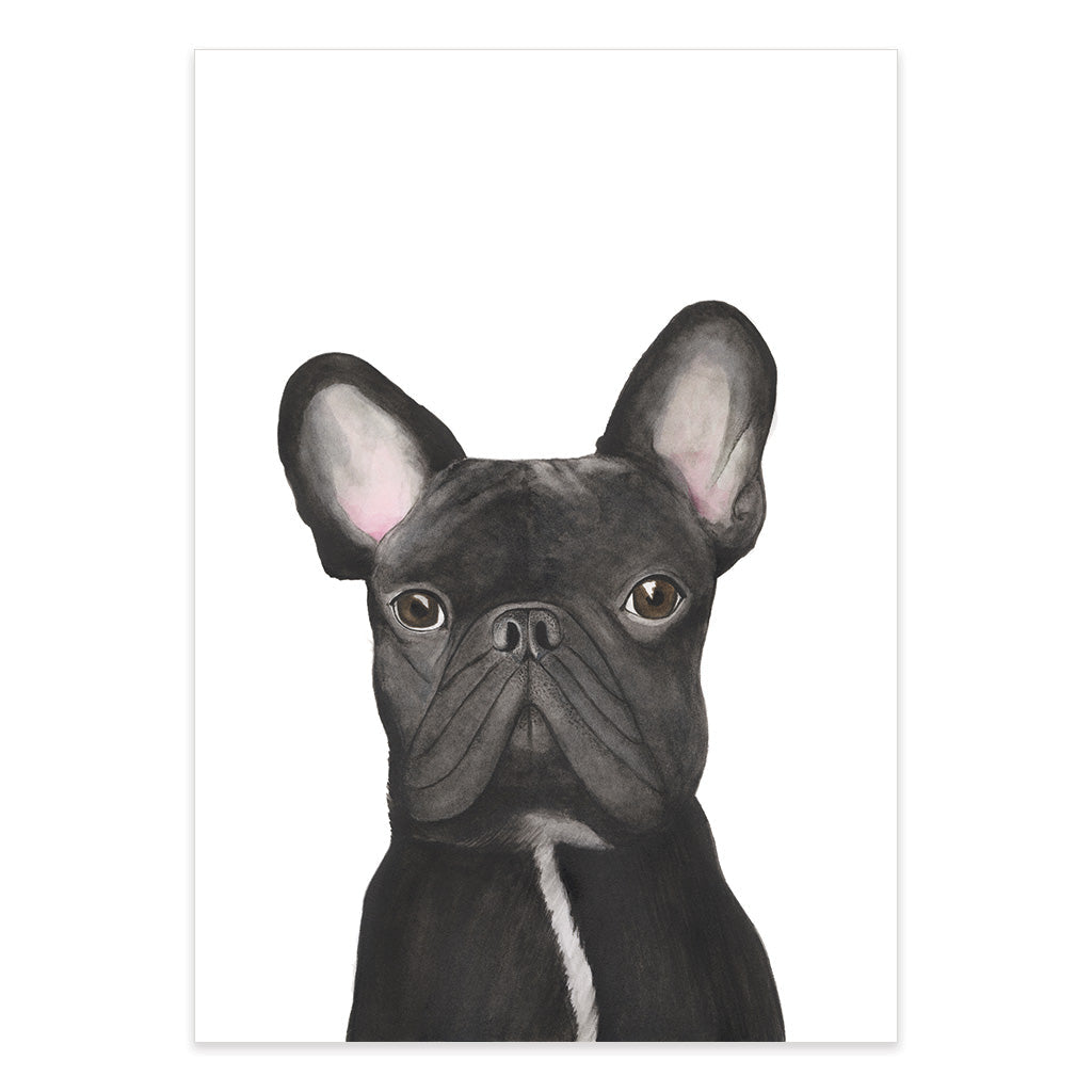 black french bulldog watercolour artwork print