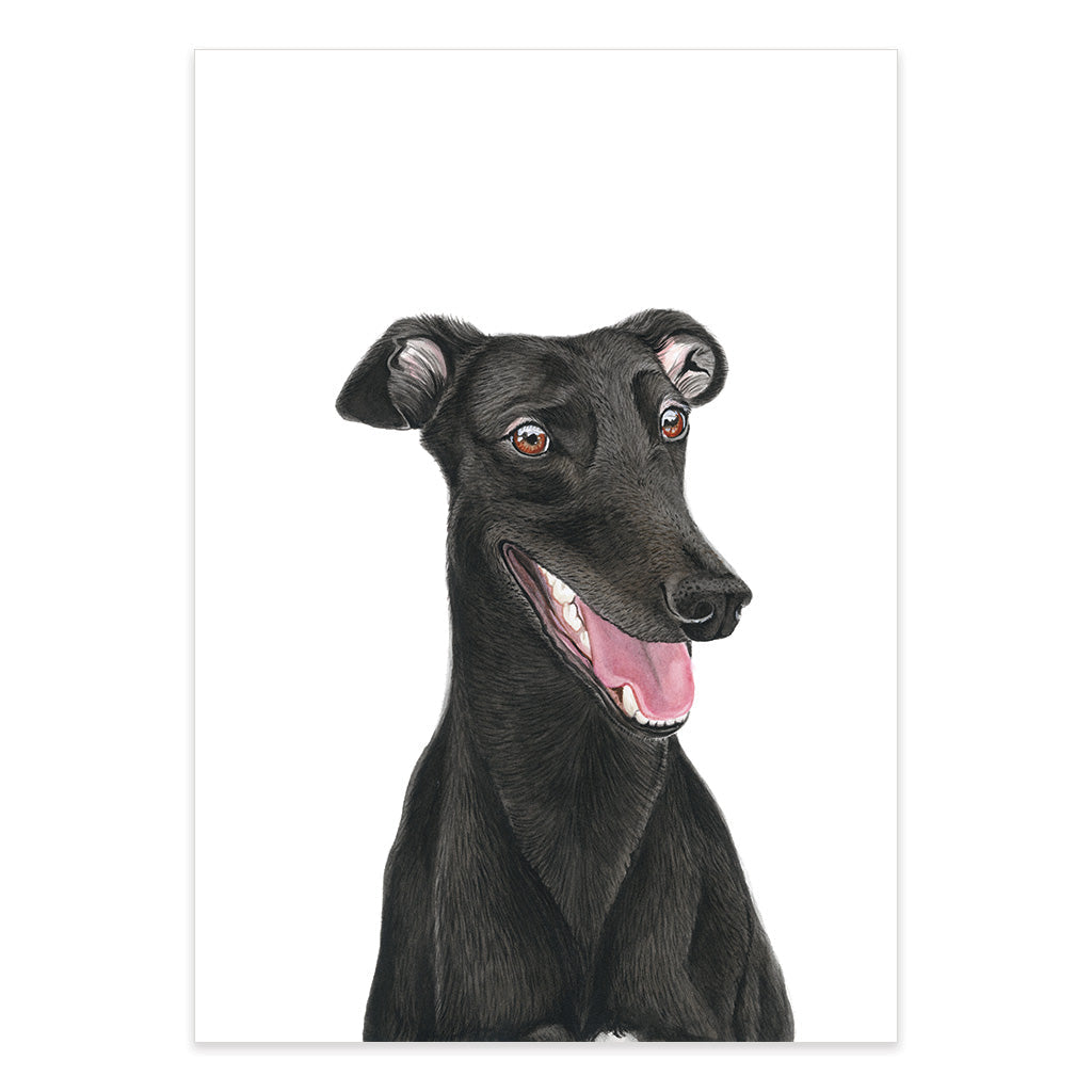 black greyhound dog watercolour artwork print