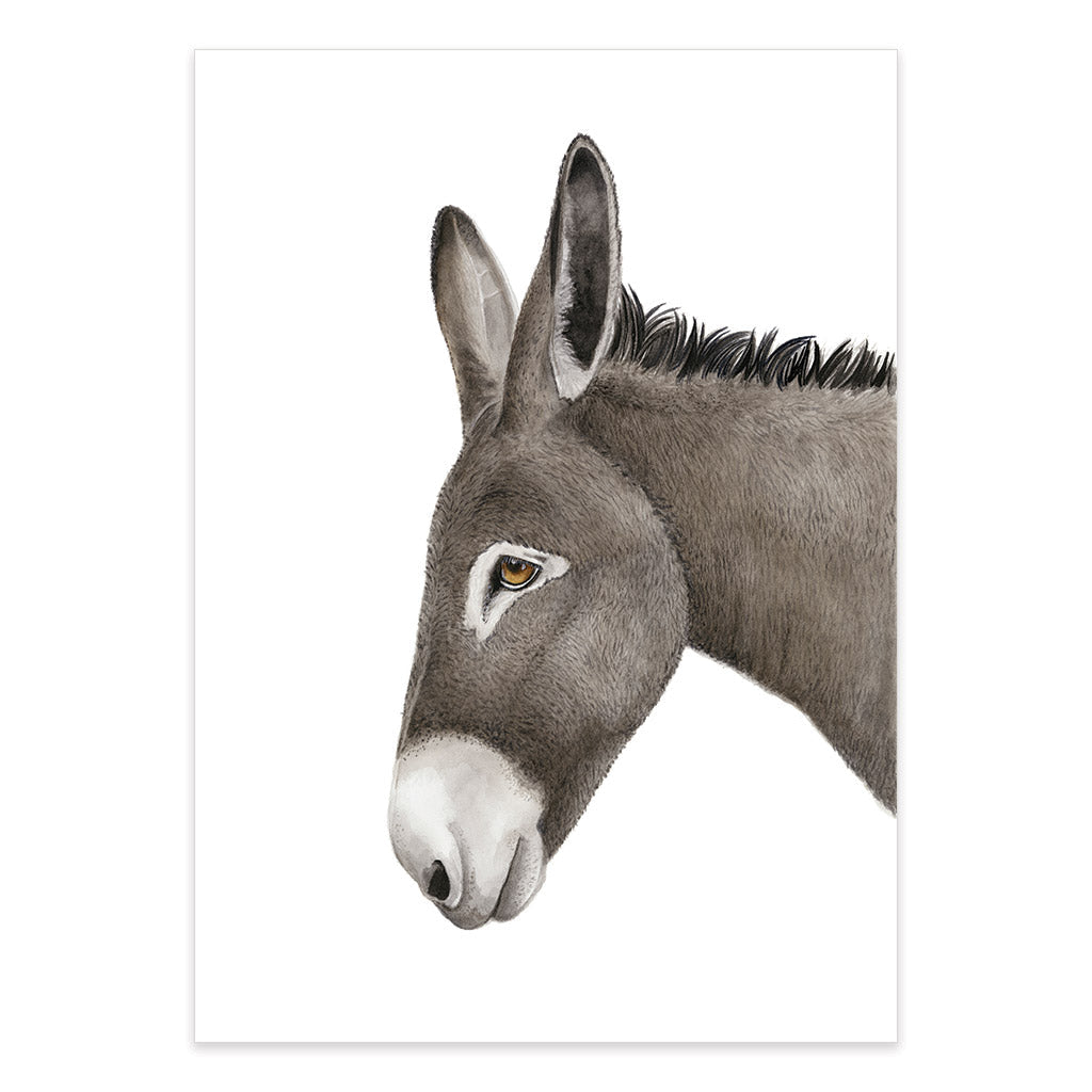 donkey watercolour artwork print