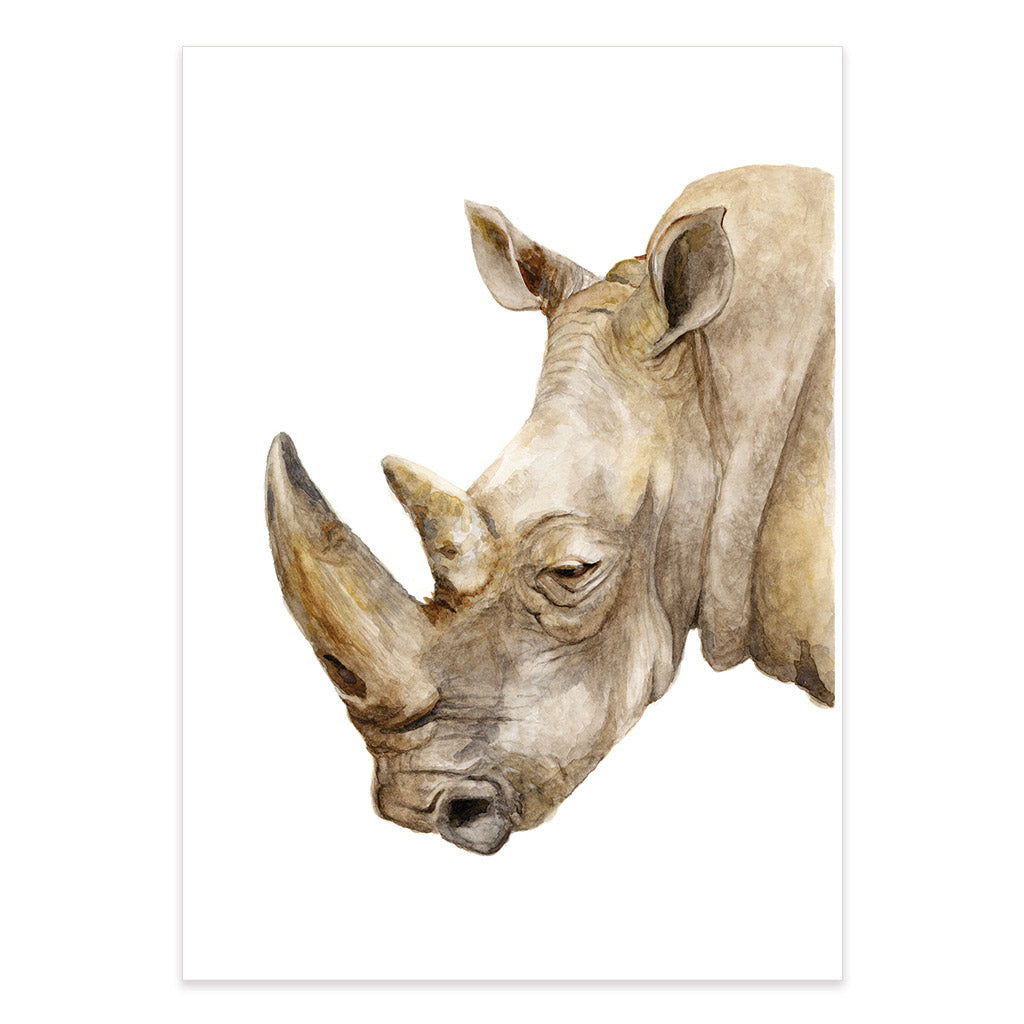 rhinoceros watercolour artwork print